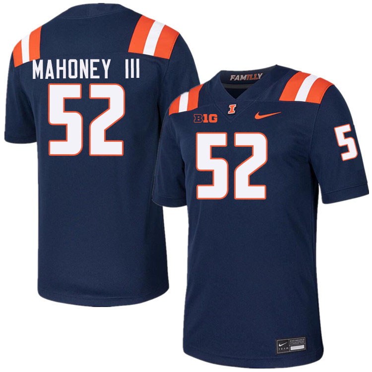 Men #52 Patrick Mahoney III Illinois Fighting Illini College Football Jerseys Stitched-Navy